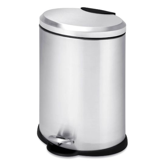 Picture of Honey-Can-Do Steel Step Trash Can, 3.2 Gallons, Stainless Steel