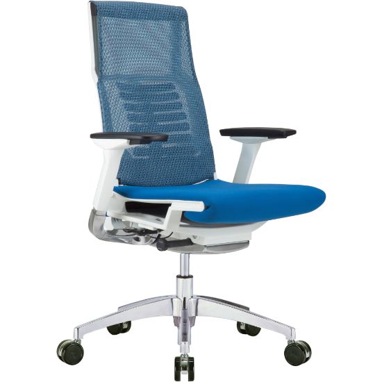 Picture of Raynor Powerfit Ergonomic Fabric Mid-Back Executive Office Chair, Blue/White