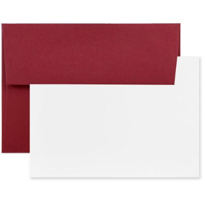 Picture of JAM Paper Stationery Set, 4 3/4in x 6 1/2in, Dark Red/White, Set Of 25 Cards And Envelopes