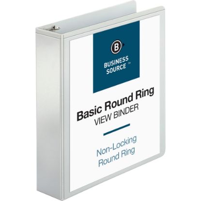 Picture of Business Source View 3-Ring Binder, 2in Round Rings, White