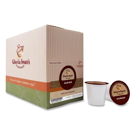 Picture of Gloria Jeans Coffees Single-Serve Coffee K-Cup Pods, Hazelnut, Carton Of 24