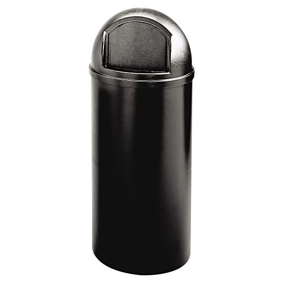 Picture of Rubbermaid Marshal Round Polyethylene Classic Waste Container, 15 Gallons, 36 1/2inH x 15 1/2inW x 15 1/2inD, Black