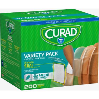 Picture of Curad Variety Pack 4-sided Seal Bandages - 200/Box - Assorted - Fabric, Plastic