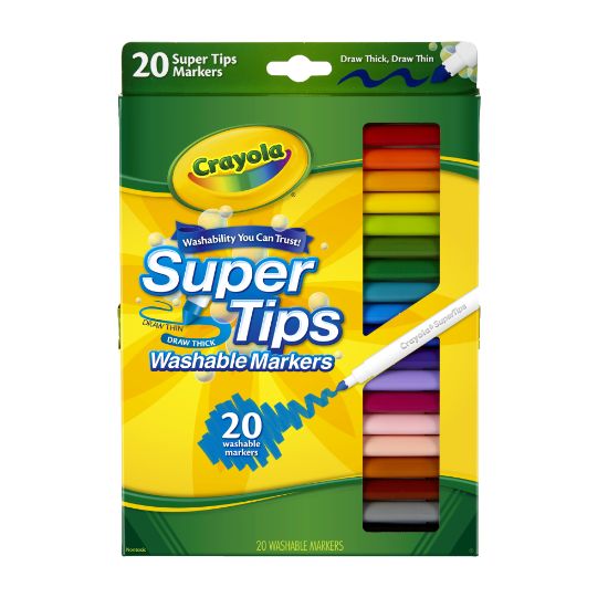 Picture of Crayola Washable Markers, Super Tip, Assorted Colors, Box Of 20