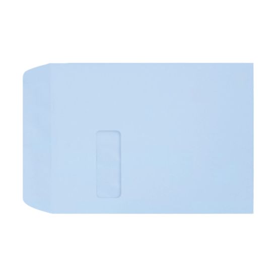 Picture of LUX #9 1/2 Open-End Window Envelopes, Top Left Window, Self-Adhesive, Baby Blue, Pack Of 500