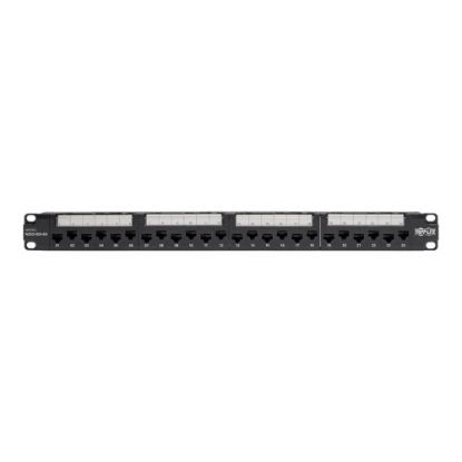 Picture of Eaton Tripp Lite Series 24-Port 1U Rack-Mount Cat6a/Cat6/Cat5e 110 Patch Panel with Cable Management Bar, 110 Punchdown, RJ45, TAA - Patch panel - RJ-45 X 24 - black - 1U - 19in - TAA Compliant