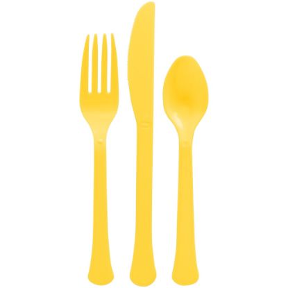 Picture of Amscan Boxed Heavyweight Cutlery Assortment, Yellow, 200 Utensils Per Pack, Case Of 2 Packs