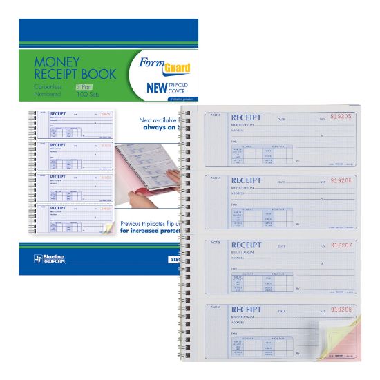 Picture of Rediform Prestige Money Receipt Book, 3 Part Carbonless, 7 5/8in x 8 1/2in, Set Of 100