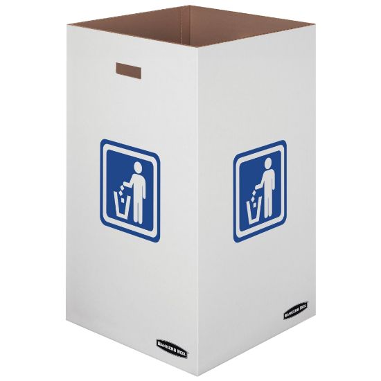 Picture of Bankers Box Waste And Recycling Bins, Extra Large Size, 30in x 18in x 18in, 50% Recycled, White/Blue, Pack Of 10