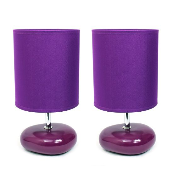 Picture of Simple Designs Stonies Small Stone Look Table Bedside Lamp 2 Pack, Purple