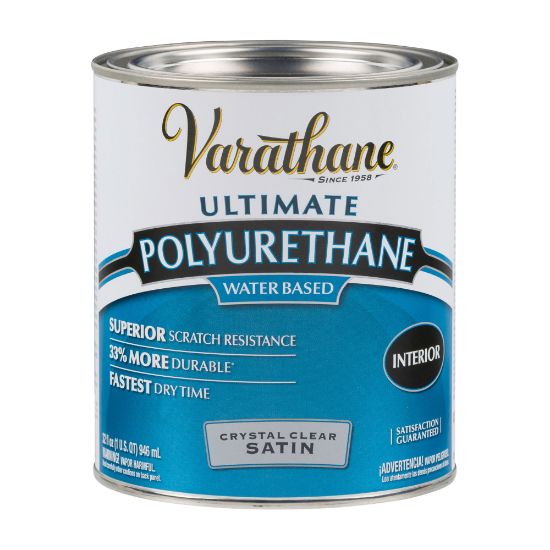 Picture of Varathane Ultimate Water-Based Polyurethane, 32 Oz, Crystal Clear Satin, Pack Of 2 Cans