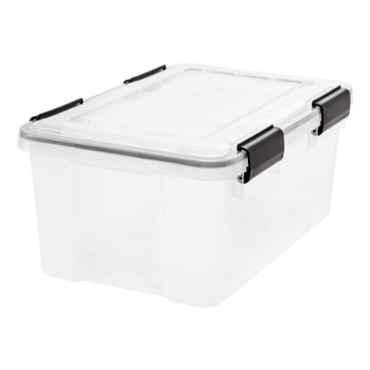 Picture of IRIS Weathertight Plastic Storage Container, 19 Quarts, 7 7/8in x 11 3/4in x 17 1/2in, Clear