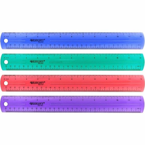 Picture of Westcott Jeweled Plastic Ruler, 12in, Assorted Colors