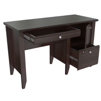 Picture of Inval Sherbrook 48inW Computer Desk With Locking File Drawer, Espresso