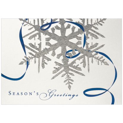 Picture of JAM Paper Christmas Card Set, Silver Snowflake Seasons Greetings, Set Of 25 Cards and 25 Envelopes