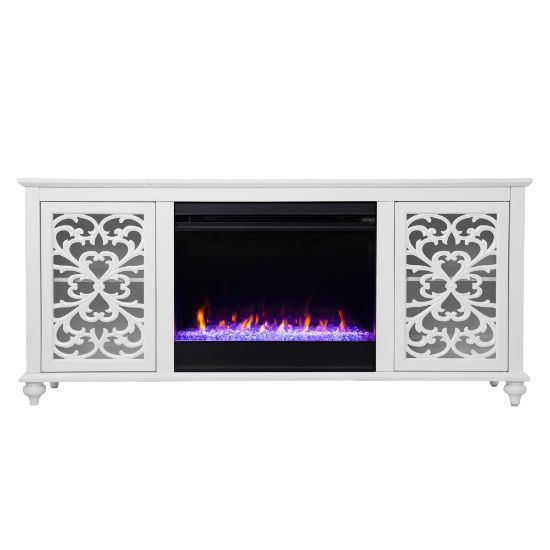 Picture of SEI Furniture Maldina Color-Changing Fireplace, 26-1/2inH x 58inW x 15inD, White