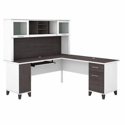 Picture of Bush Furniture Somerset 72inW L-Shaped Desk With Hutch, Storm Gray/White, Standard Delivery