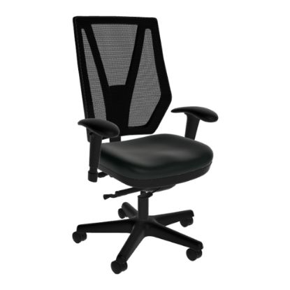 Picture of Sitmatic GoodFit Mesh Synchron High-Back Chair With Adjustable Arms, Black Polyurethane/Black