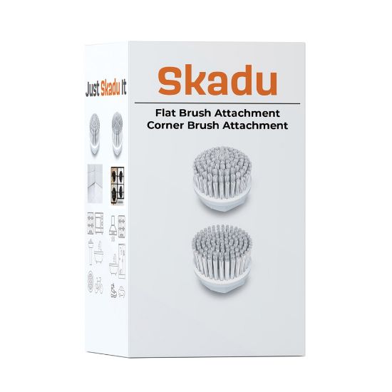 Picture of Skadu Power Scrubber Attachment Kit With Corner And Flat Bristle Brushes, White