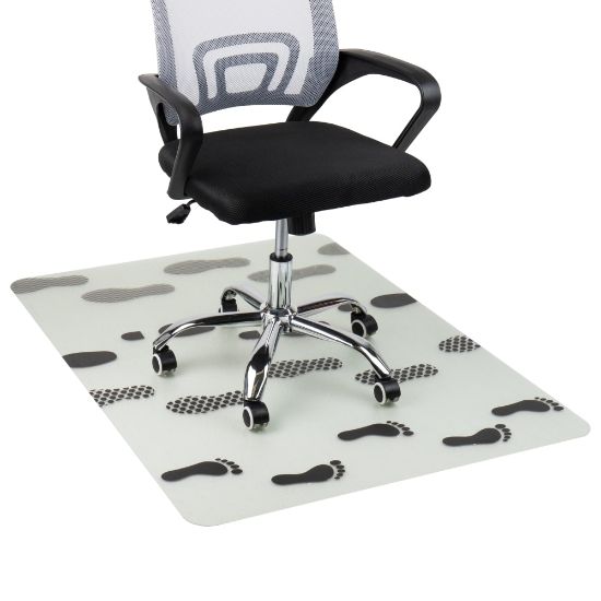 Picture of Mind Reader 9-to-5 Collection Polycarbonate Office Chair Mat For Carpet, 47-1/2in x 35-1/4in, Going Places Footprints, Clear/Black