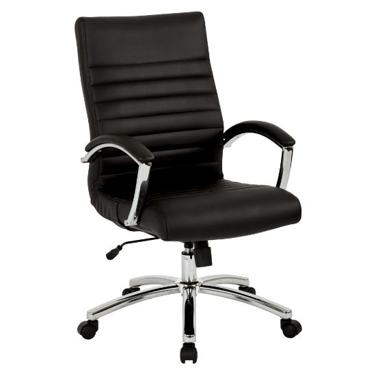 Picture of Office Star WorkSmart Ergonomic Faux Leather Mid-Back Executive Chair, Black