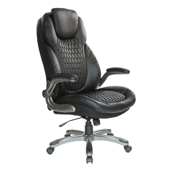 Picture of Office Star Ergonomic Bonded Leather High-Back Executive Chair, Black