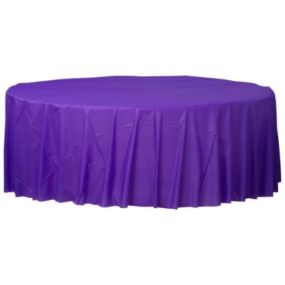 Picture of Amscan 77017 Solid Round Plastic Table Covers, 84in, Purple, Pack Of 6 Covers