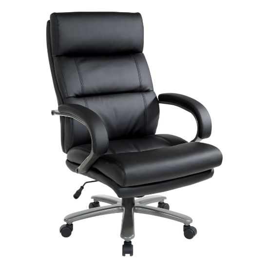 Picture of Office Star Big And Tall Ergonomic Bonded Leather High-Back Executive Chair, Black