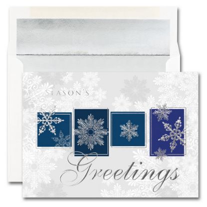 Picture of JAM Paper Christmas Card Set, Snowflake Greeting Blocks, Set Of 25 Cards and 25 Envelopes