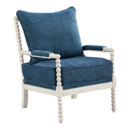 Picture of Office Star Kaylee Spindle Polyester Accent Chair, Navy/Antique White