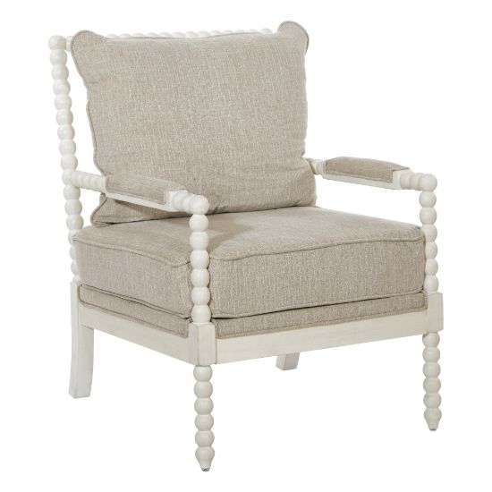 Picture of Office Star Kaylee Spindle Polyester Accent Chair, Beige Linen/Antique White