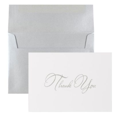 Picture of JAM Paper Thank You Card Set, Silver Stardream with Silver Script, Set Of 25 Cards And 25 Envelopes