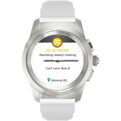 Picture of MyKronoz ZeTime Original Hybrid Smartwatch, Regular, Brushed Silver/White Silicone Flat, KRZT1RO-BSL-WHSIL