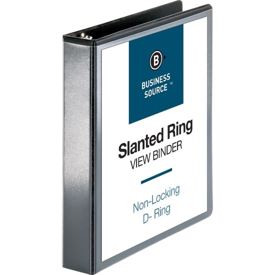 Picture of Business Source Basic View 3-Ring Binder, 1 1/2in D-Rings, Black