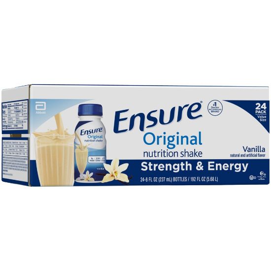 Picture of ENSURE PLUS Original Vanilla Meal Replacement Nutrition Shakes, 8 Oz, Pack Of 24 Bottles