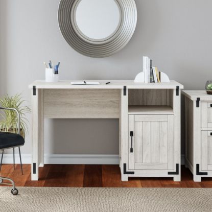 Picture of Whalen Huntingdon 48inW Pedestal Computer Desk, Antiqued White Walnut