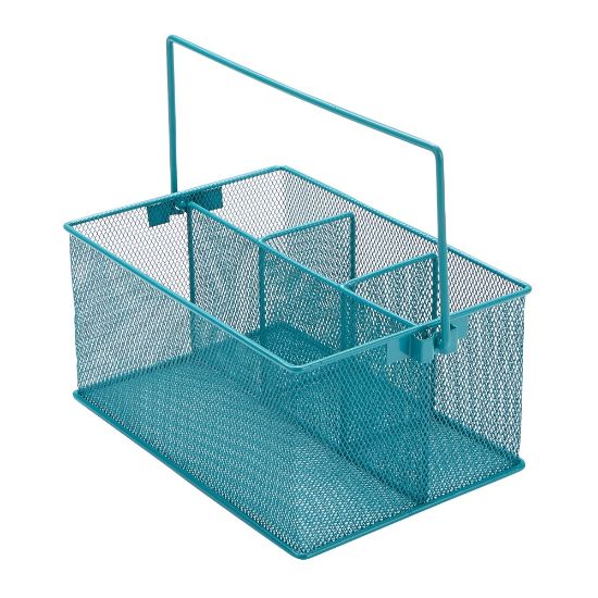 Picture of Mind Reader Metal Mesh Storage Basket Organizer, Small Size, Turquoise