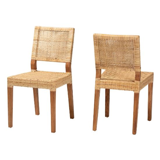 Picture of bali & pari Lesia 2-Piece Dining Chair Set, Natural Brown/Walnut Brown