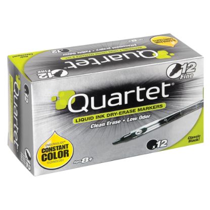 Picture of Quartet EnduraGlide Dry-Erase Markers, Fine, Black, Pack Of 12