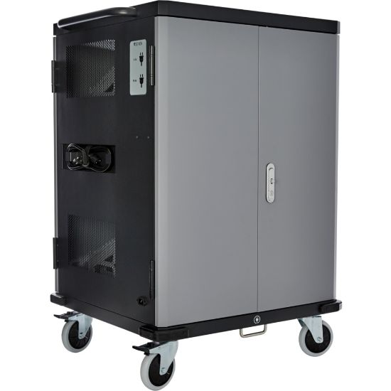 Picture of V7 Charge Cart for 36 Mobile Computers - Secure, Store and Charge Chromebooks, Notebooks and Tablets - NEMA US Plug - Push Handle Handle - 4 Casters - 5in Caster Size - Cold-rolled Steel (CRS) - 29.5in Length x 25.7in Width x 43in Height - Black, Gray