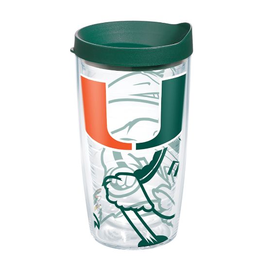 Picture of Tervis Genuine NCAA Tumbler With Lid, Miami Hurricanes, 16 Oz, Clear