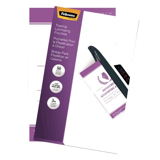 Picture of Fellowes Clear Laminating Pouches, 8 1/2in x 14in, Glossy, Pack Of 50