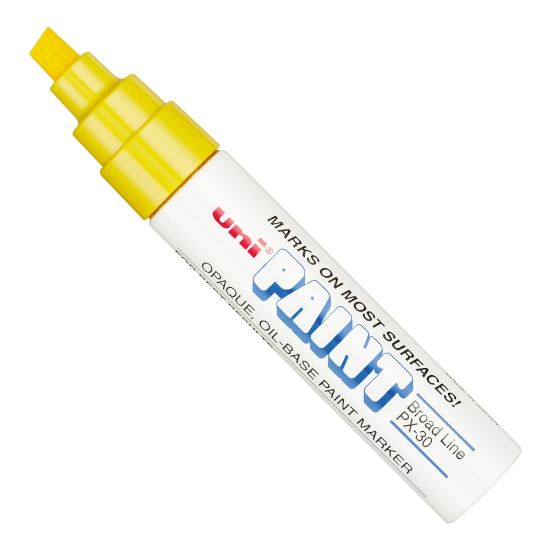 Picture of uni-ball uni Paint Oil-Base Marker, Broad, White Barrel, Yellow Ink