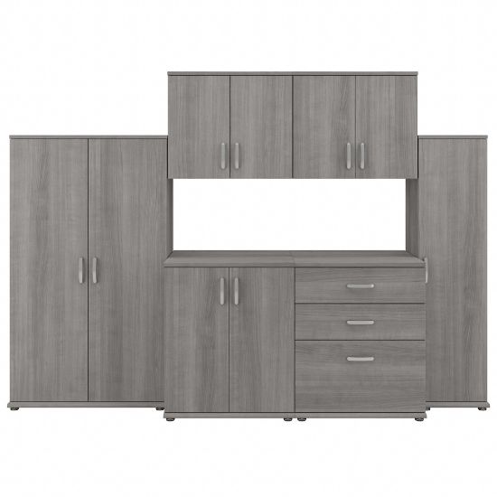 Picture of Bush Business Furniture Universal 108inW 6-Piece Modular Storage Set With Floor And Wall Cabinets, Platinum Gray, Standard Delivery