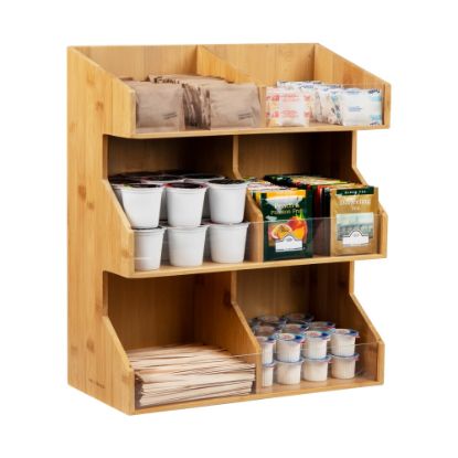 Picture of Mind Reader  Coffee Pod Condiment Station Countertop Organizer, 15-1/4in H, 6-1/4in W, 13in D, Brown