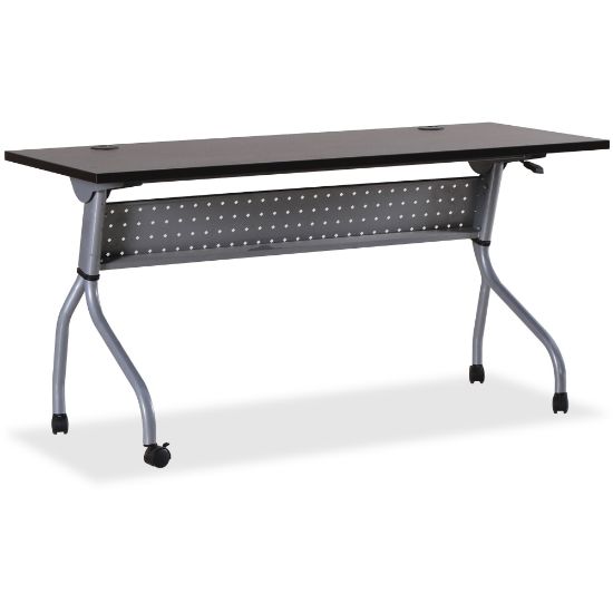 Picture of Lorell Flip Top Training Table, 60inW, Espresso/Silver