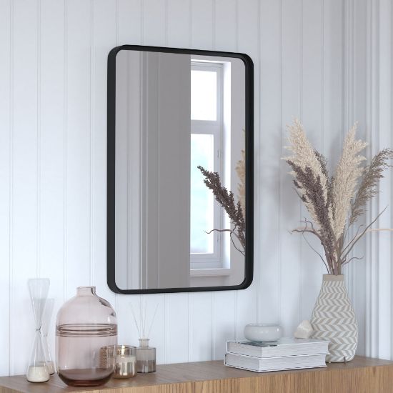 Picture of Flash Furniture Janinne Rectangular Decorative Wall Mirror, 30inH x 20inW x 2inD, Black