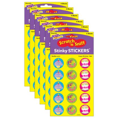 Picture of Trend Stinky Stickers, Happy Birthday/Vanilla, 60 Stickers Per Pack, Set Of 6 Packs