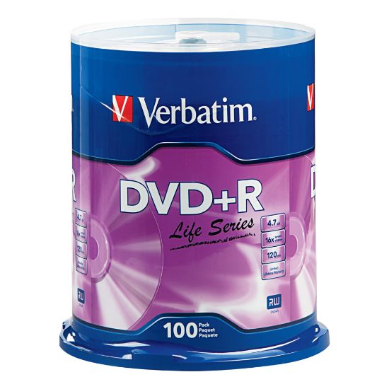 Picture of Verbatim Life Series DVD+R Spindle, Pack Of 100