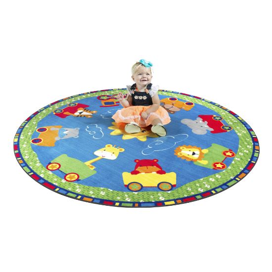 Picture of Flagship Carpets Cutie Train Rug, Round, 10ft, Multicolor